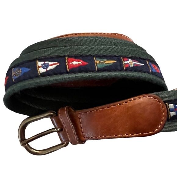 Paul & Shark Nautical Yachting Flag Ribbon Leather Belt 44